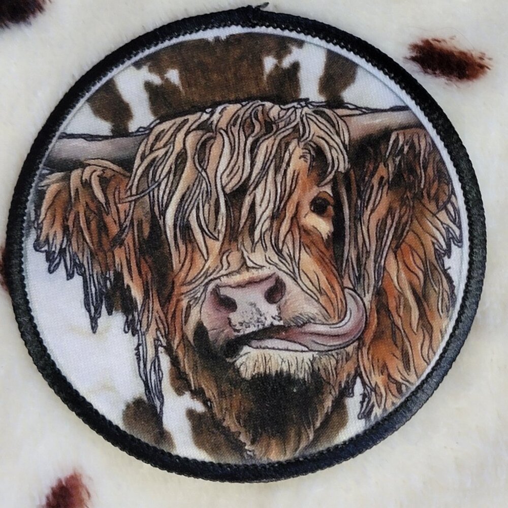 Highland Cow Print Western Hat Patch 5 Pack